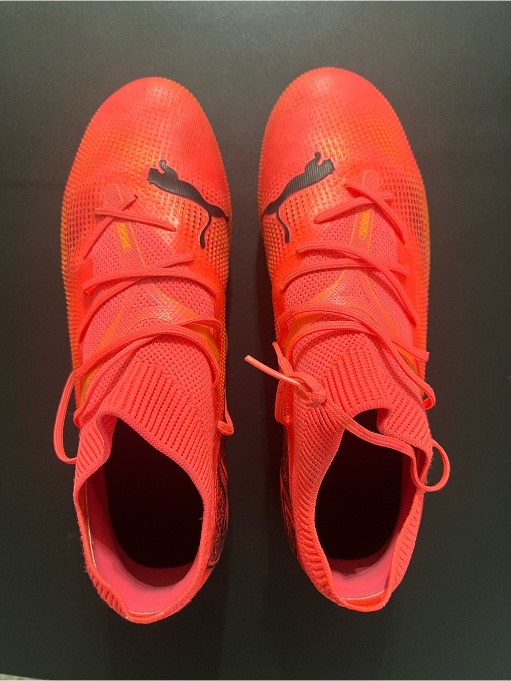 Puma Neon Orange High-Top Soccer Cleats